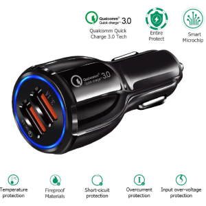 Car USB Charger 3.0 2.0 2 Port Fast Mobile Phone Charger