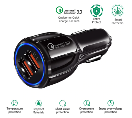 Car USB Charger 3.0 2.0 2 Port Fast Mobile Phone Charger